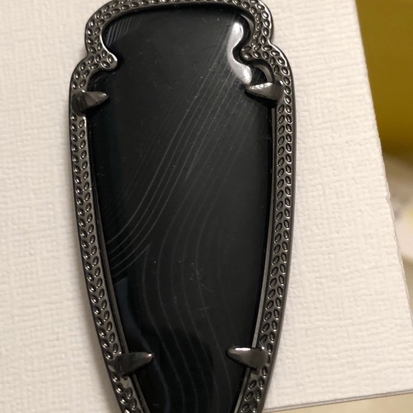 NWT RARE & Retired Kendra Scott Skylar Earrings Gunmetal & Black Banded Agate 😊 - Picture 6 of 14
